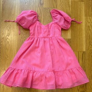 Entro Pink Ruffled Puff Sleeve Mini Dress